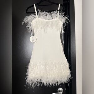 STAUD Etta Dress with Feather Detail